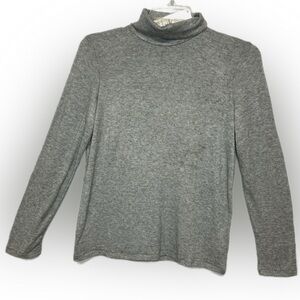 Zara Gray Turtleneck Long Sleeve Top – Soft Stretch Knit